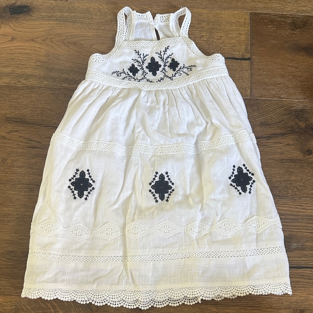 Chelsea & Violet White Halter Sundress with Black Embellishments